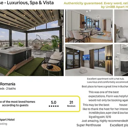 מלון דירות Crown Penthouse - Luxurious, & Vista , By Uni88 בוקרשט